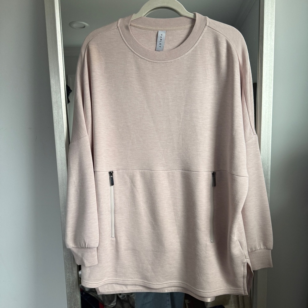 Varley Paige Longline Sweat Taupe Marl Oversized Sweatshirt dreamsoft - Picture 2 of 4